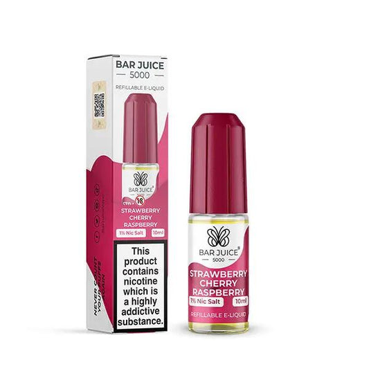 
Bottle of Strawberry Cherry Raspberry Nic Salt E-Liquid by Bar Juice 5000