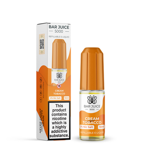 
Bottle of Cream Tobacco Nic Salt E-Liquid by Bar Juice 5000