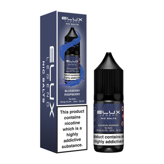 Bottle of Blueberry Raspberry Nic Salt E-Liquid by ELUX Legend