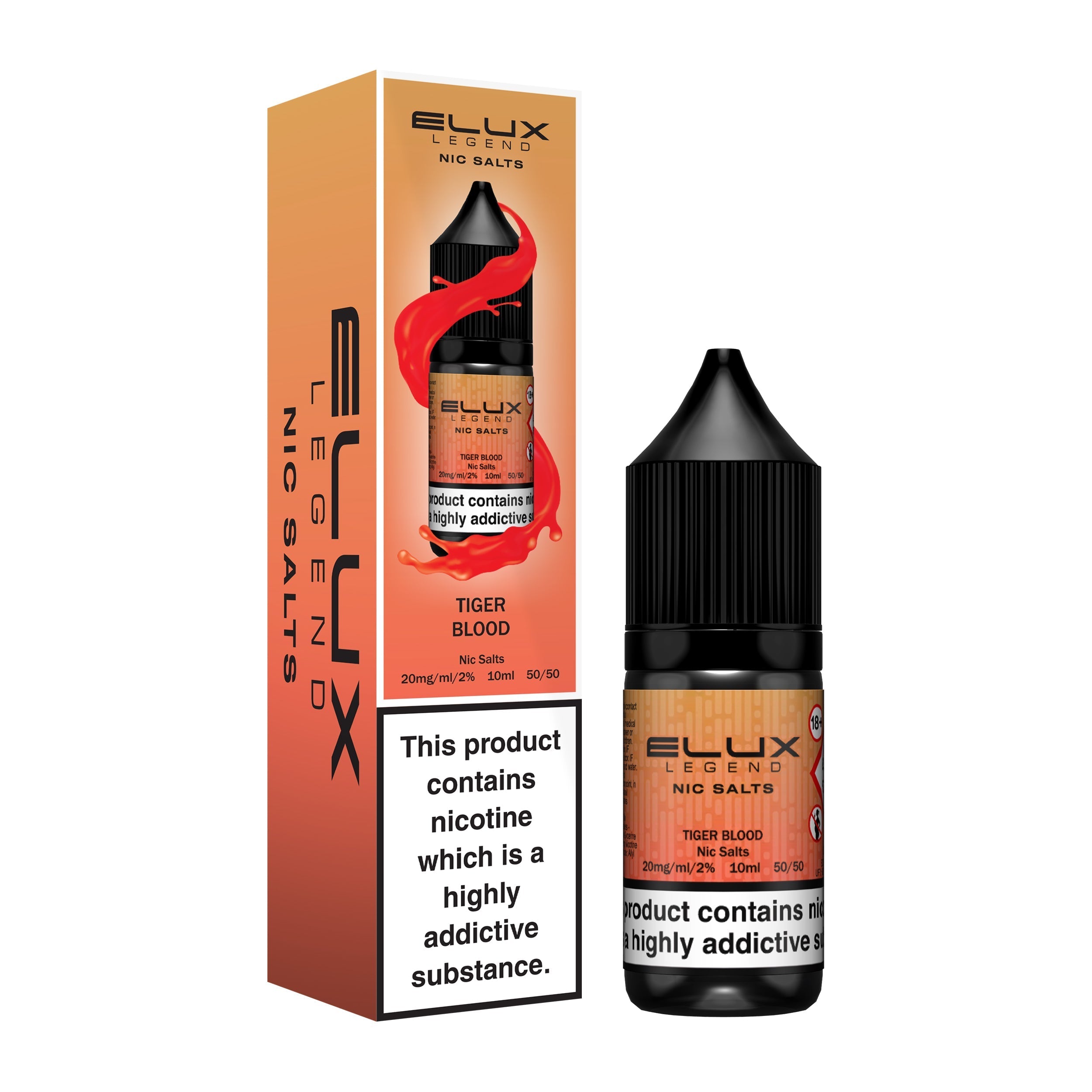 
Bottle of Tiger Blood Nic Salt E-Liquid by ELUX Legend