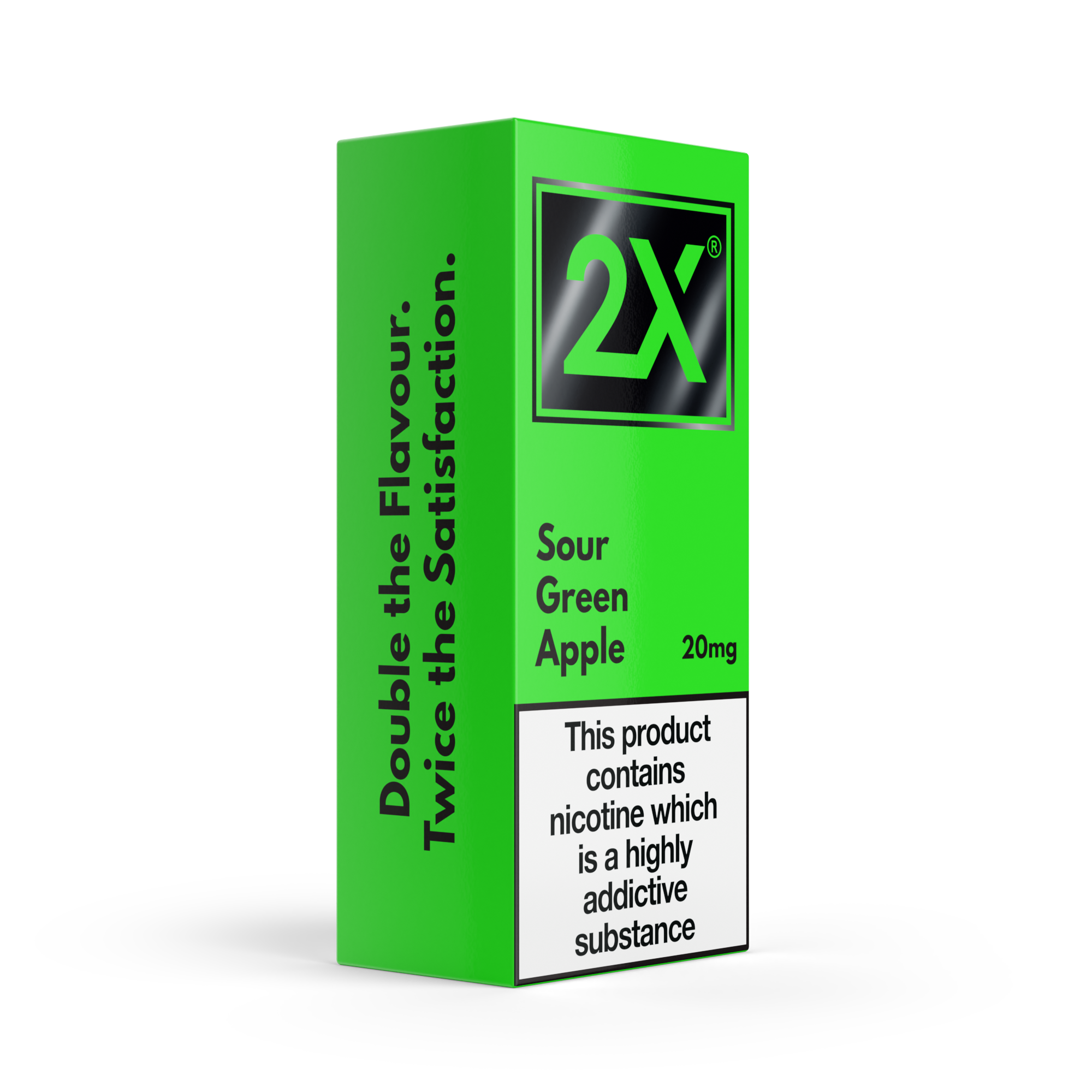 Box of Sour Green Apple - 2X Vape Juice with WholeNic